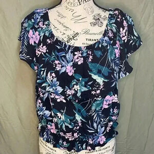 AEO American Eagle Outfitters floral summer top with cinched waist size Medium